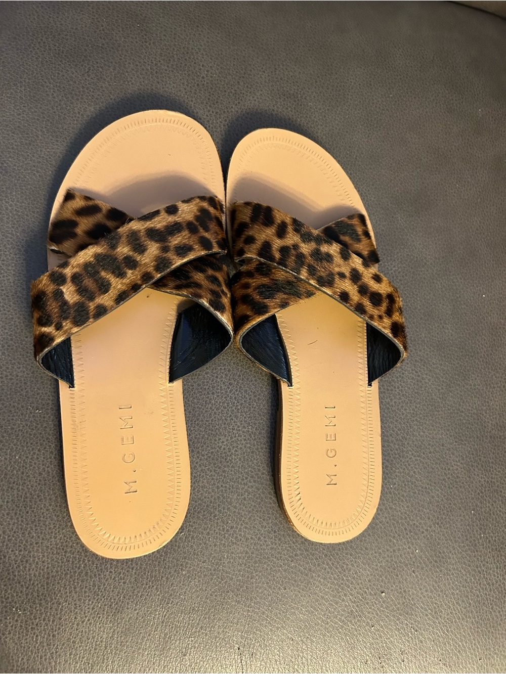 M. Gemi Leopard-Print Crisscross Slide Sandals - Tan & Black